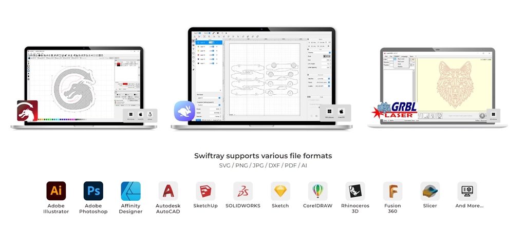 Lazervida Swiftray collaborative software supported software and file formats Lazervida Swiftray collaborative software supported software and file formats