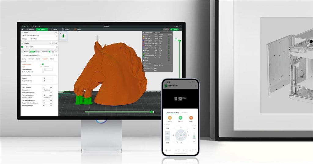 拓竹Bambu Lab A1 Mini 3D列印機與 Bambu Studio 和 Bambu Handy 同步